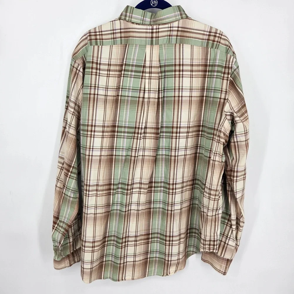 VINTAGE Polo Ralph Lauren Shirt Button Down Men XL Plaid Long Sleeve Classic Fit